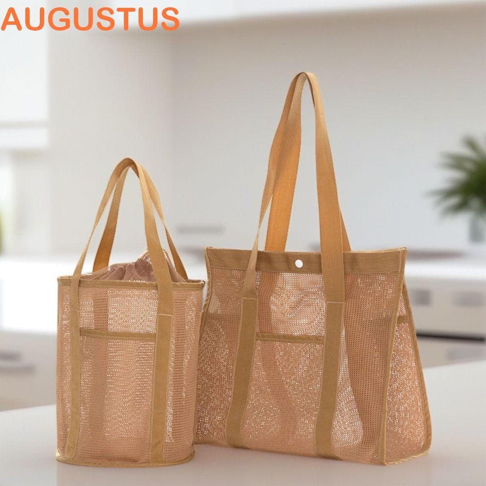 Cestas De Brinquedos De Praia AUGUSTUS , Bolsa De Malha De Grande Capacidade Com Cordão , Sacola Leve Para Lavagem De Vi