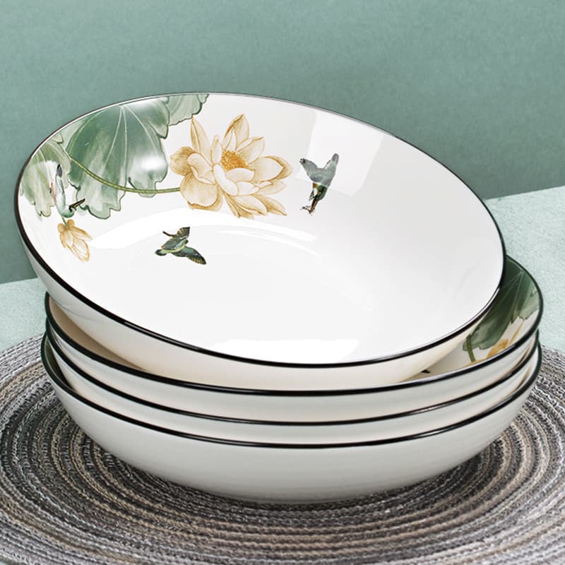 Prato prato doméstico placa de cerâmica criativo chinês Underglaze cor prato profundo disco combinação placa frutas forn