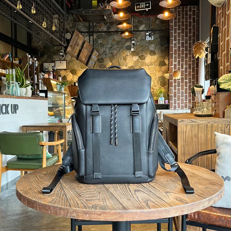 Lobo estrada couro genuíno mochila masculina de grande capacidade viagem computador mochila tecido moda Commuter saco de