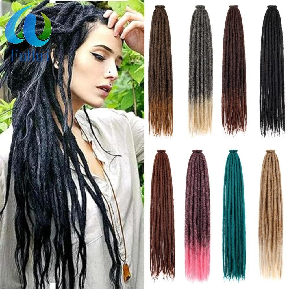 FUHUI 10 Fios Hippie Dreads , Extensão De Dreadlock Sintético Natural Estilo Reggae , 36 Polegadas