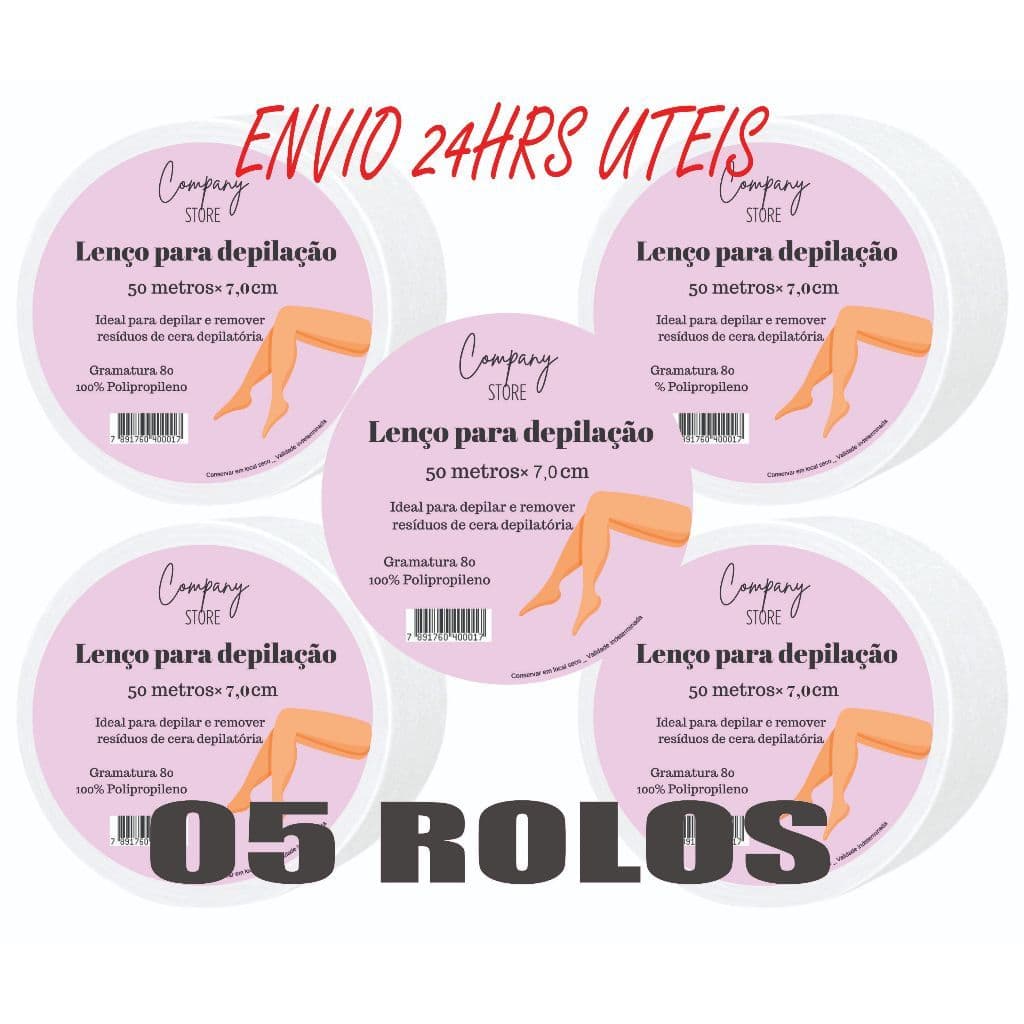 KIT 05 ROLOS Tnt Para Depilaçao  Gramatura 80% 7,0cm 50 Mts Papel para Depilaçao, Lenço de Depilaçao