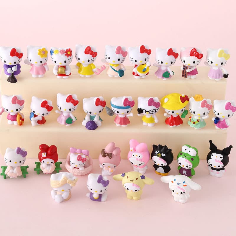 5 Estilo 6 Peças Decoração Sanrio Kawaii Hello Kitty Cinnamoroll Purin Pochacco Minha Melodia Figuras De Ação Menina Men
