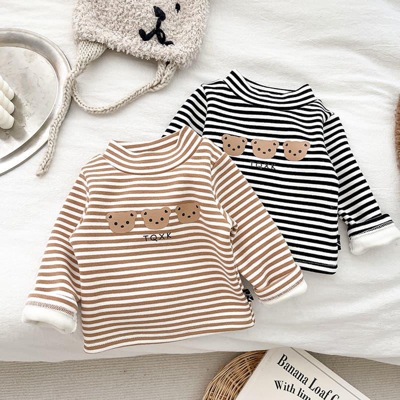 Camisa de fundo do bebê outono inverno meia gola alta 3 bebê quente topo 5 recém-nascido forro lã engrossado roupas mang