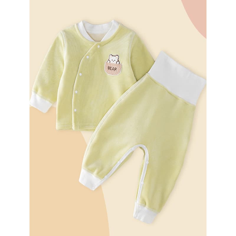 Bebê velo-velo quente terno de cintura alta barriga-proteção roupas de inverno dividir livre roupas de bebê outono inver