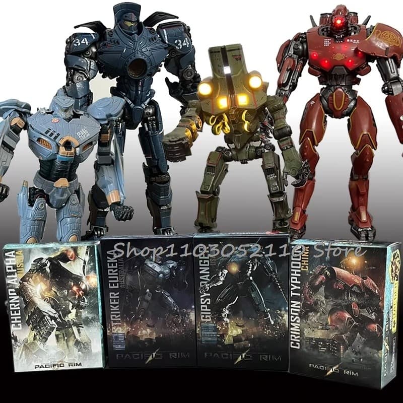 Neca Pacific Rim Figura LED Red Tramp Japonês Mecha Bandai Gipsy Danger Obsidian Fury The Eureka Raiders Armor Brinquedo