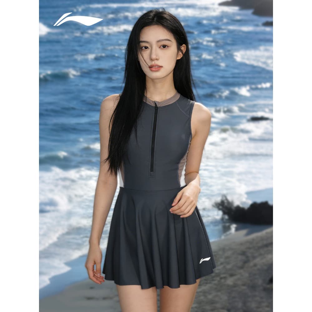 Li Ning Maiô de uma peça feminino molas quentes 2026 novo estilo High-End lindo adulto conservador cobertura ligeirament