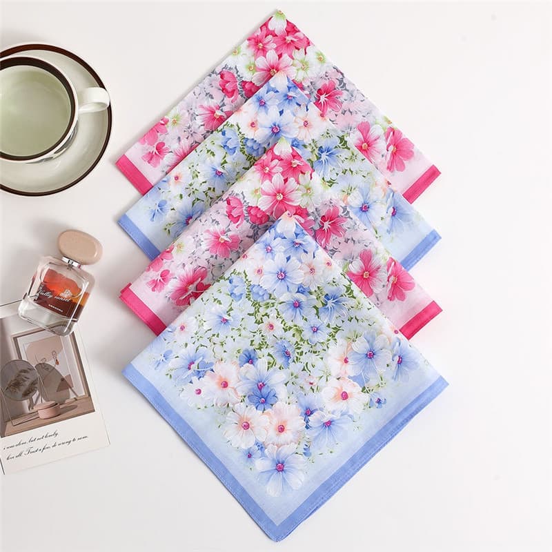 3 Peças 43x43cm Quadrado Clássico Flor Impressa Senhora Feminina Toalha De Mão De Algodão Lenços De Casamento Personaliz