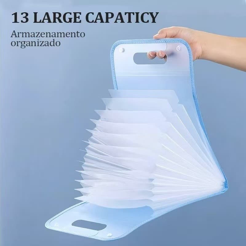 Kit 3 peças/Pasta Sanfonada 12 Divisorias A4 Line Dello Papelaria/ Material Escolar