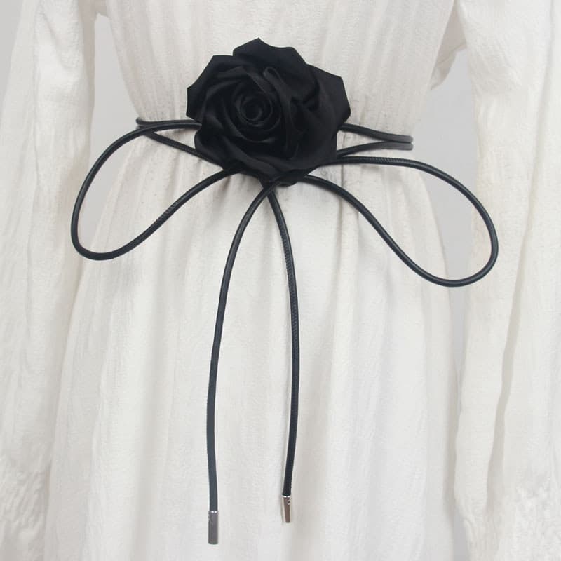 Cinto rosa feminino decoração de verão vestido com terno preto cintura corda cinto Design nicho