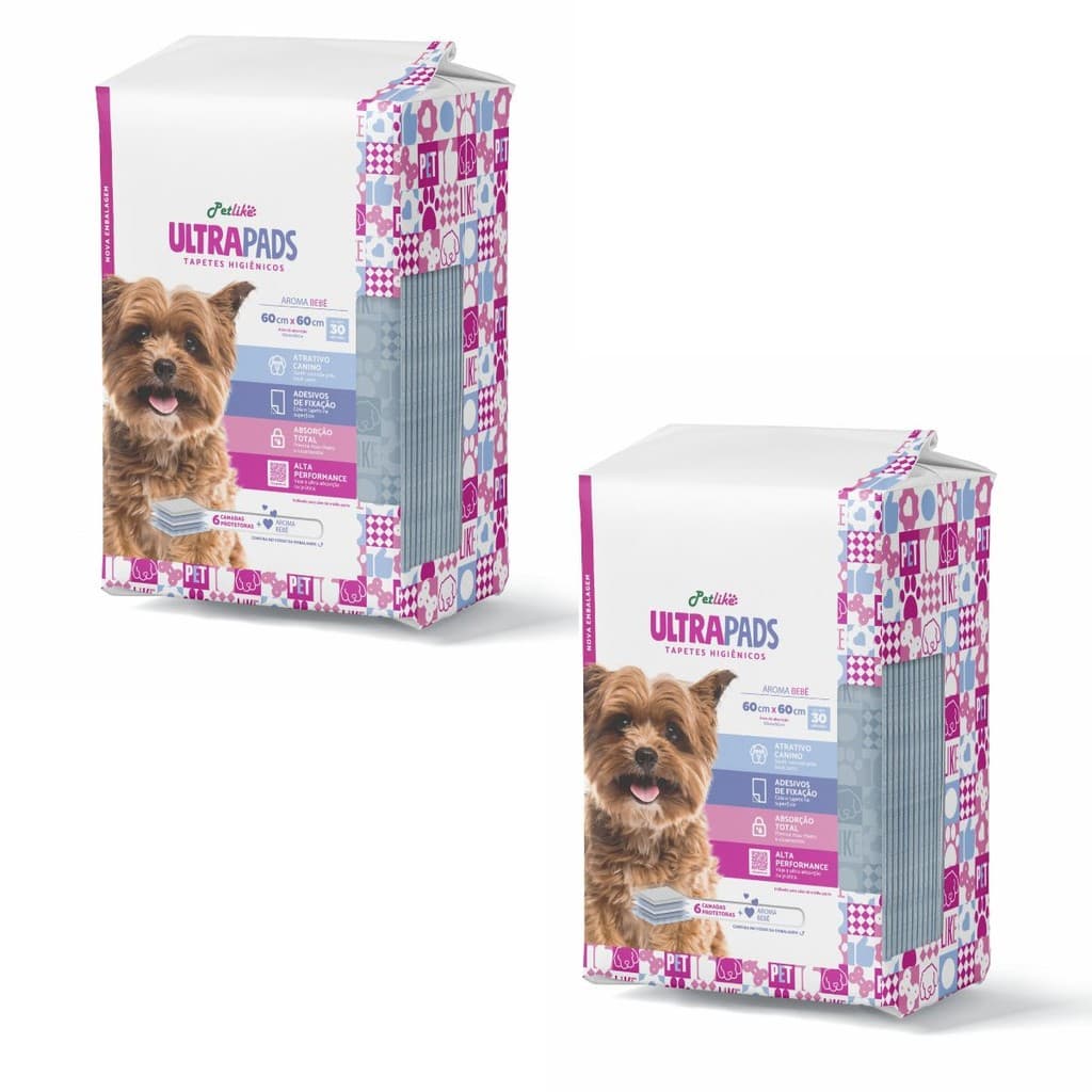 Tapete Higiênico P/ Cães UltraPads Aroma Bebê 60x60 60 unid.