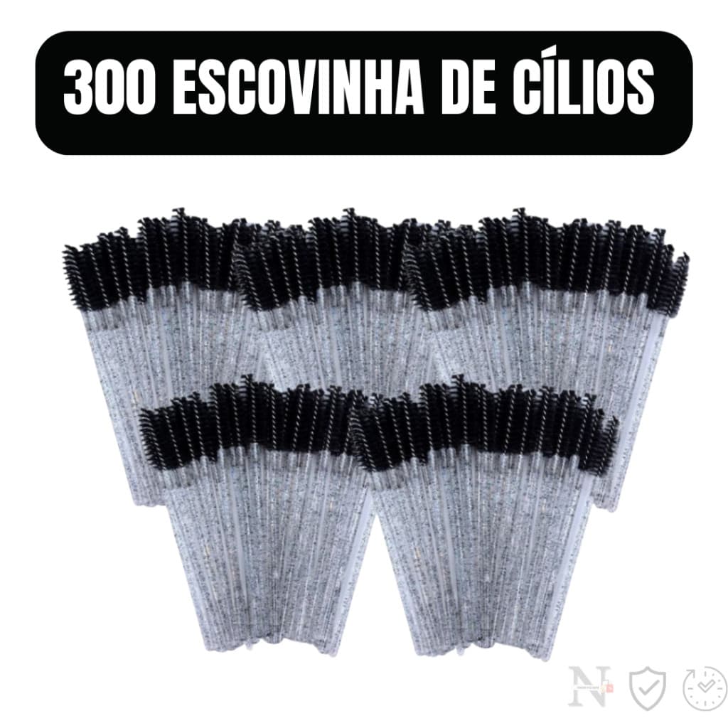Kit 100 a 600 Escovinhas com Glitter de Cilios e Sonbrancelha para Extensão e Alongamento
