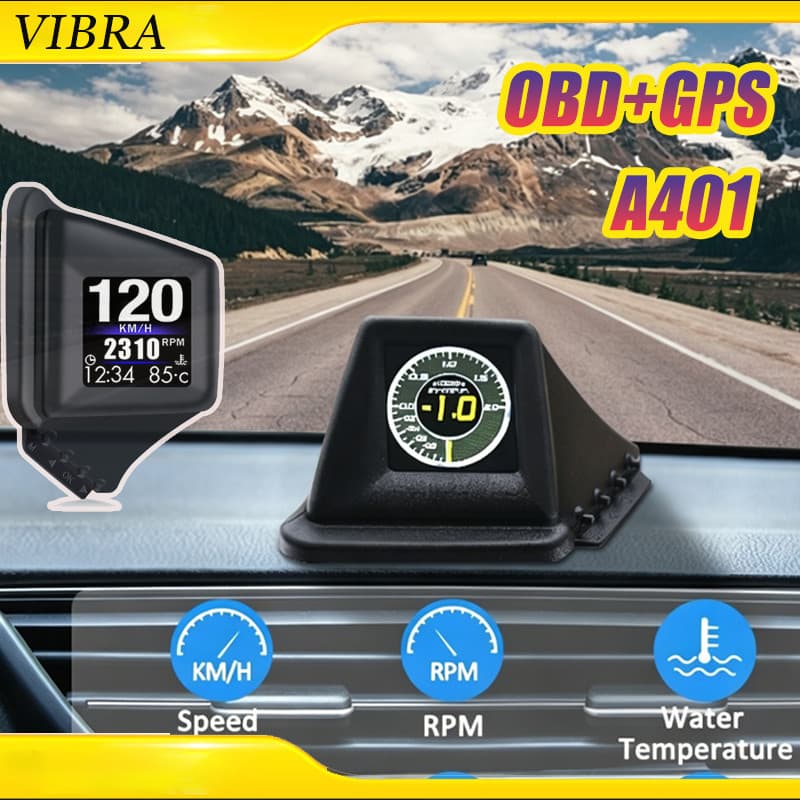 HUD A401 Multifuncional OBD + GPS Display LCD Para Carro : Velocidade , Temperatura Da Água , Tensão , Consumo De Combus