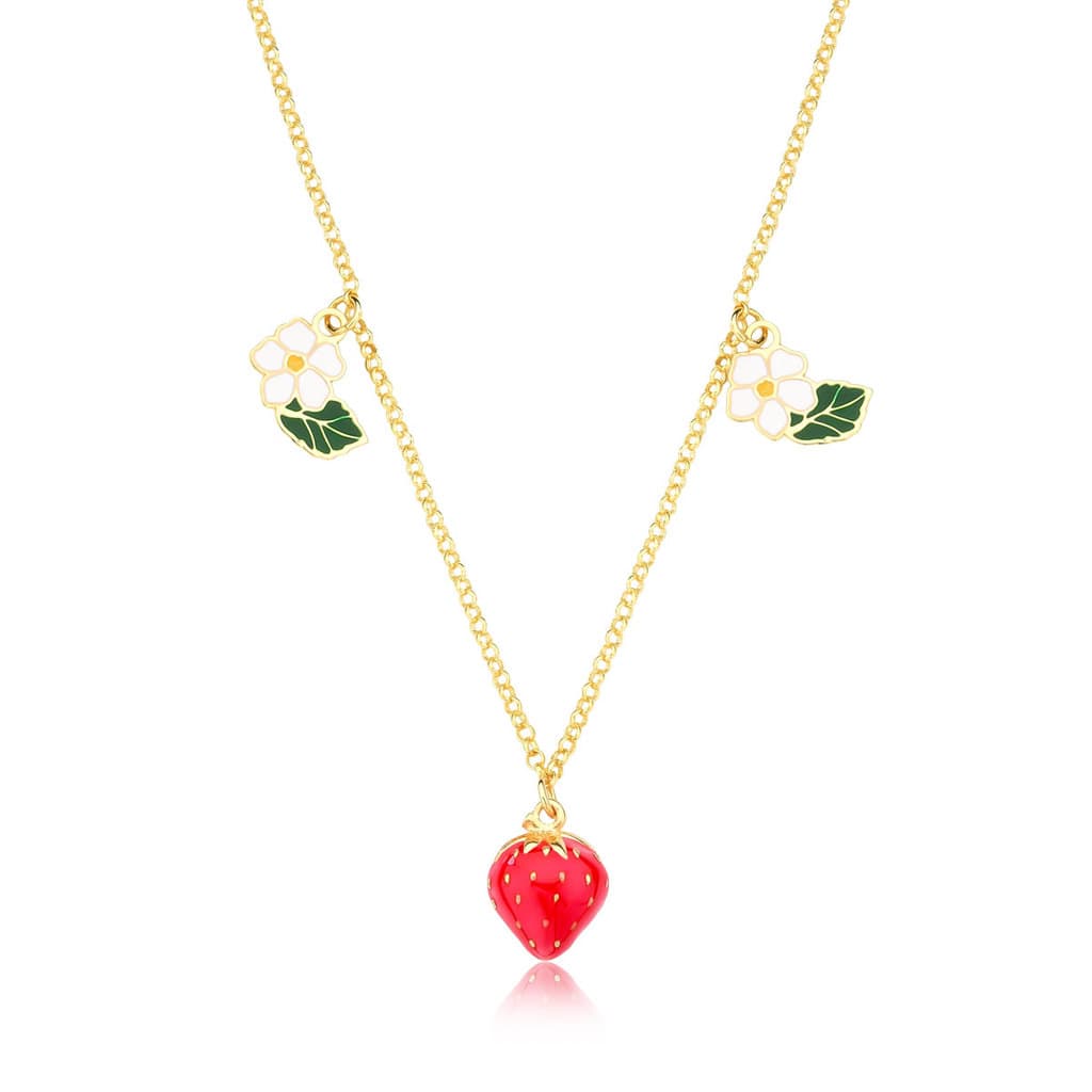 Colar Flores do Morango Revestido em Ouro