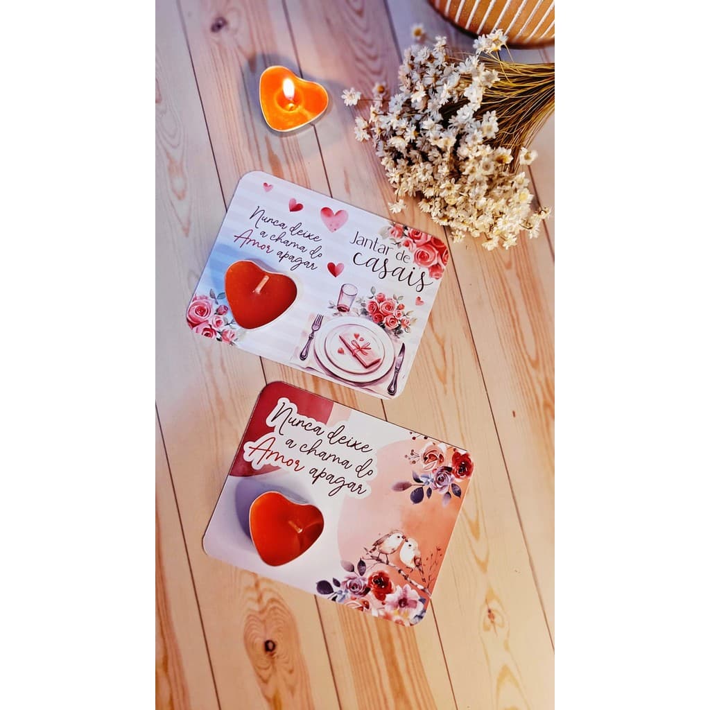 Card Romântico Encontro de Casais para Vela | Presente Romântico Criativo (Não acompanha Vela).
