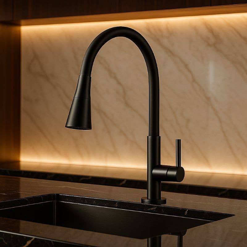 Torneira de Cozinha Para Bancada Preta Flexível Design Moderno Abs Silicone Dois Tipos De Jato