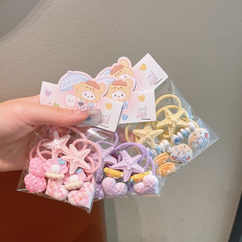 Crianças bonito estrela do mar concha bandana bonito dos desenhos animados menina não machuca o cabelo faixa de borracha