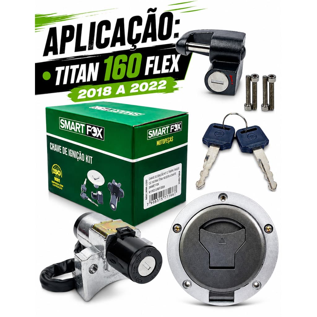 Kit Chave Ignição Tampa Tanque Titan 160 Flex 2018 A 2022