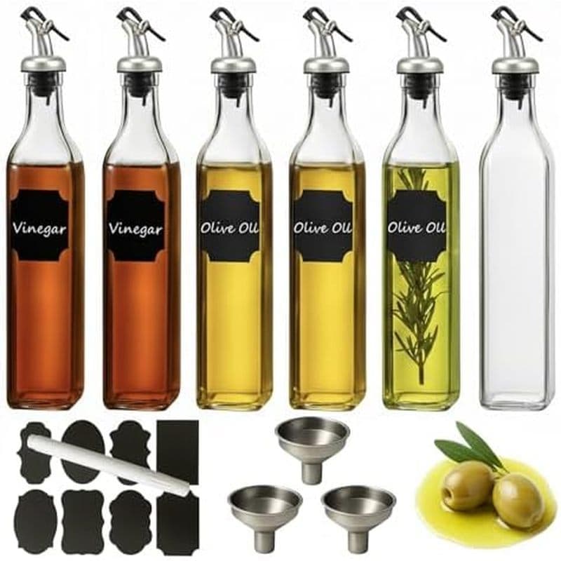 E 8 Óleo Para & amp ; Vidro (500ml) Com Dispensador De Cozinha Despejar Caneta , 2 Etiquetas OZ Funil 4 17 Aço Inoxidáve