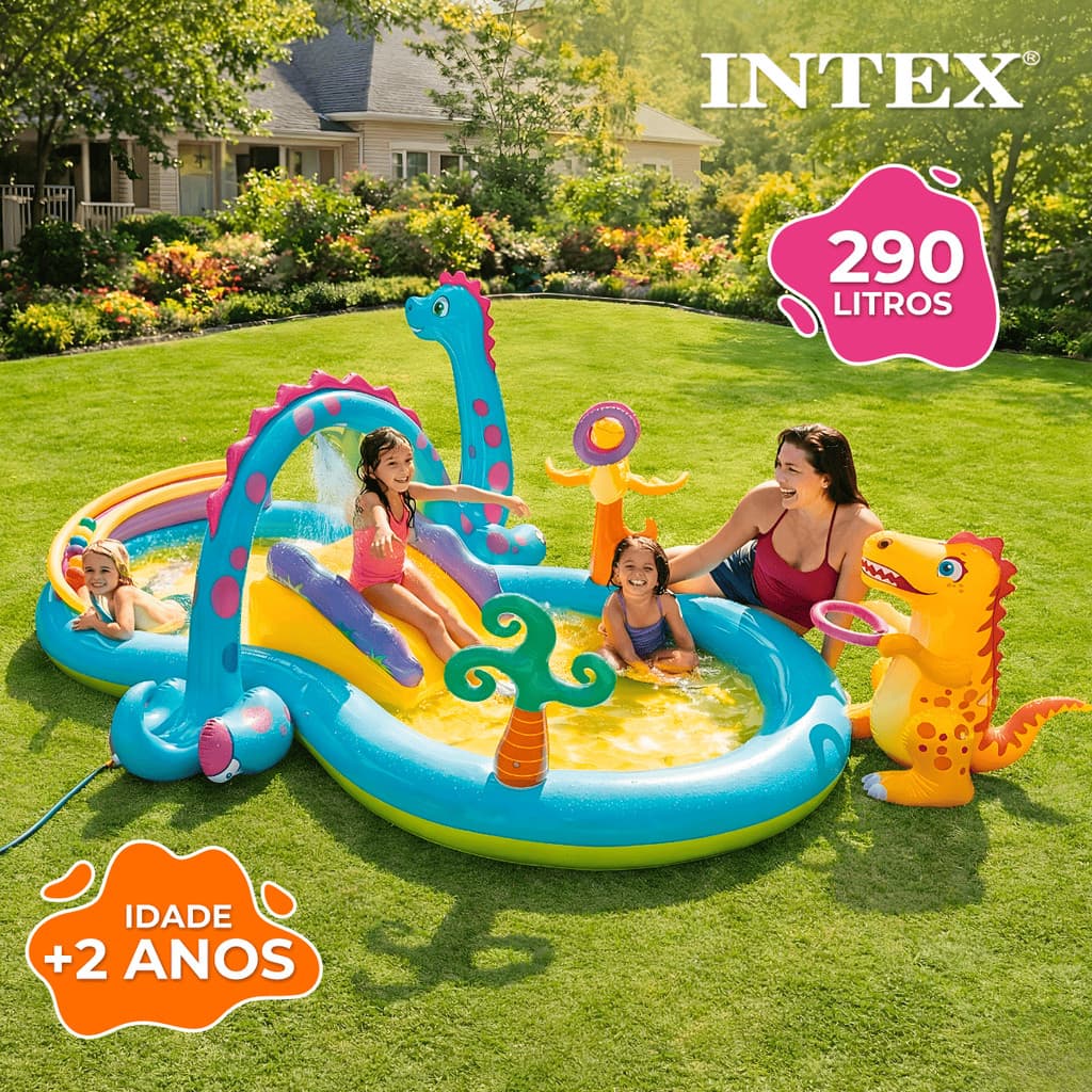 Piscina Playground Mundo Dos Dinossauros - 290 Litros- Intex