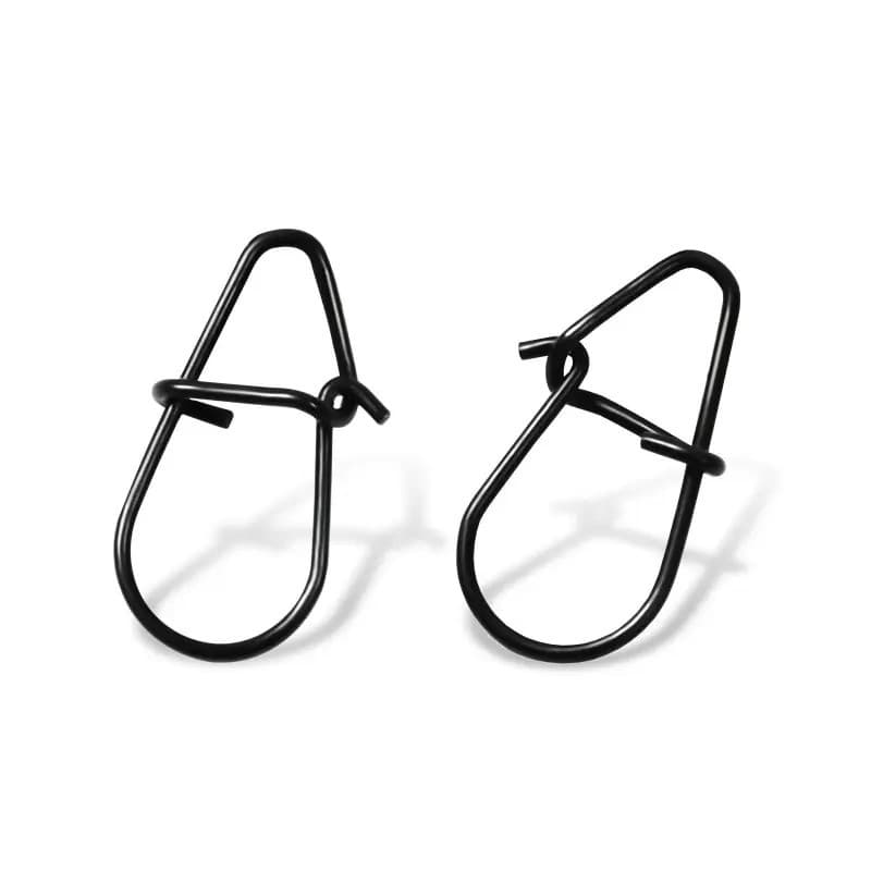 100 peças/pacote de clipes de pesca pretos foscos para iscas de crankbait, clipes para iscas de peixe, anzóis de aço ino