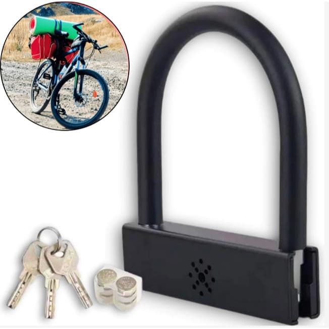 Cadeado Trava Com Alarme Para Motos Bicicletas e Portões Em Aço Com Sistema de Alarme Integrado Resistente