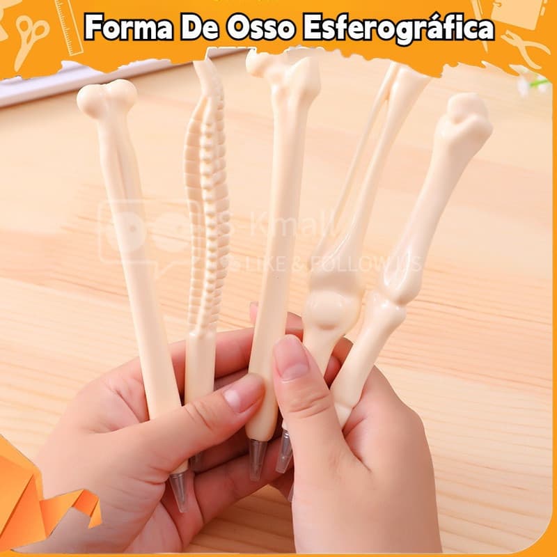 5 Pçs Caneta Esferográfica Em Formato De Ossos Bola De Ossos Humana Material Escolar De Escrita Presente Papelaria Para