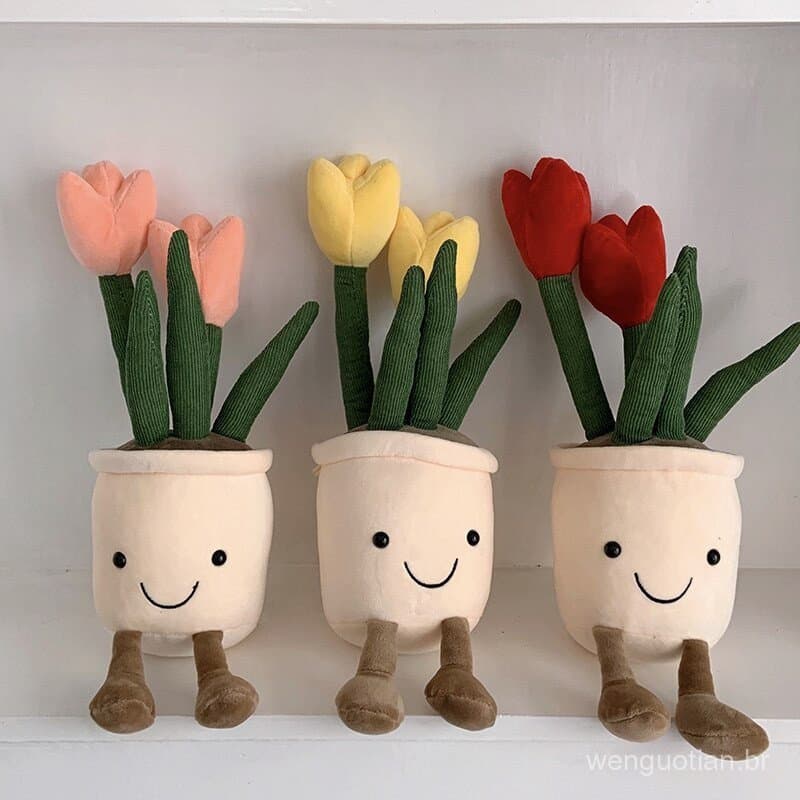 Brinquedos de Pelúcia Plantas Florais Boneca de Desenho Animado Crianças Meninas Criativas em Vasos Decoração Almofada M