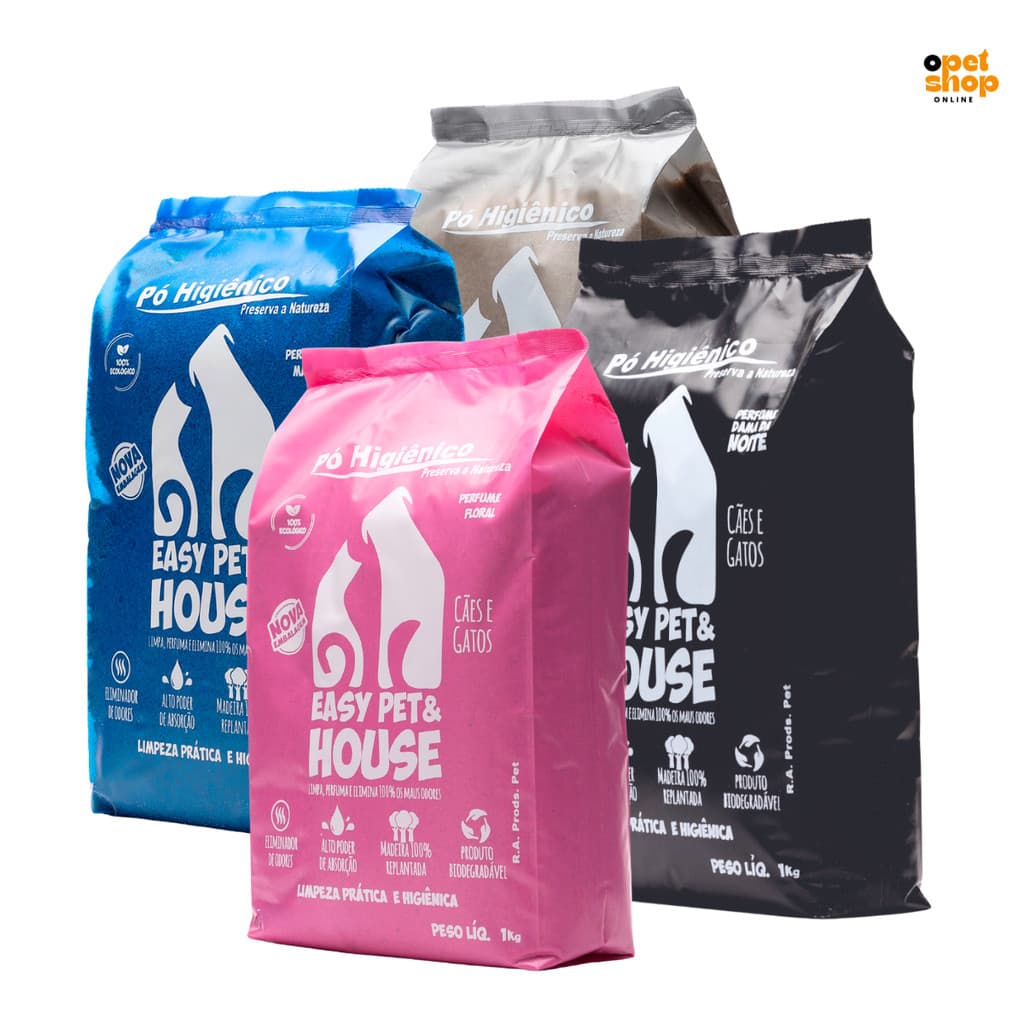 Kit 4 Pó Higiênico EasyPet Eliminador de Odores para Cães e Gatos Mais Vendidos