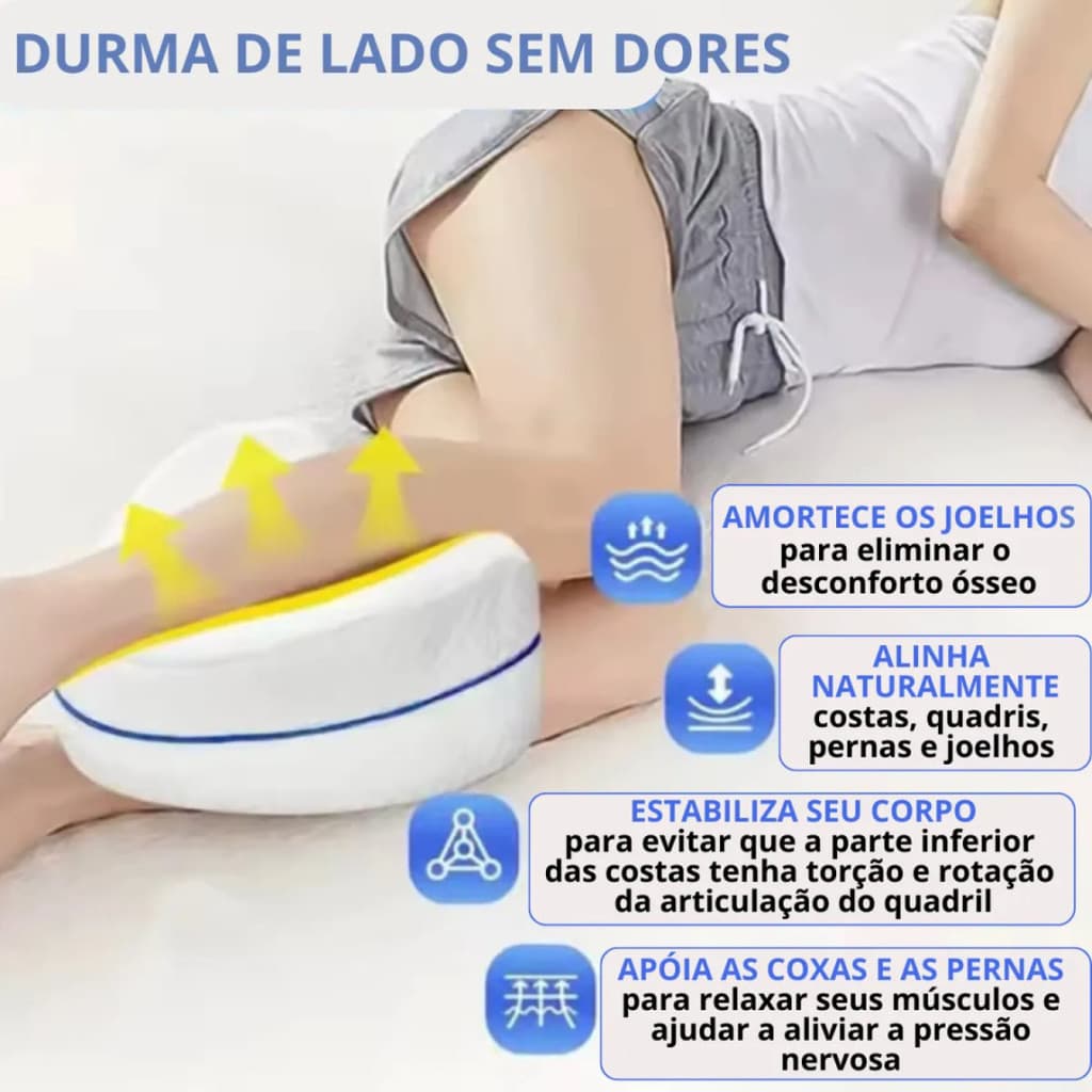 Almofada para Pernas Para Dormir Ortopédico Melhora Postura Alívio Dores