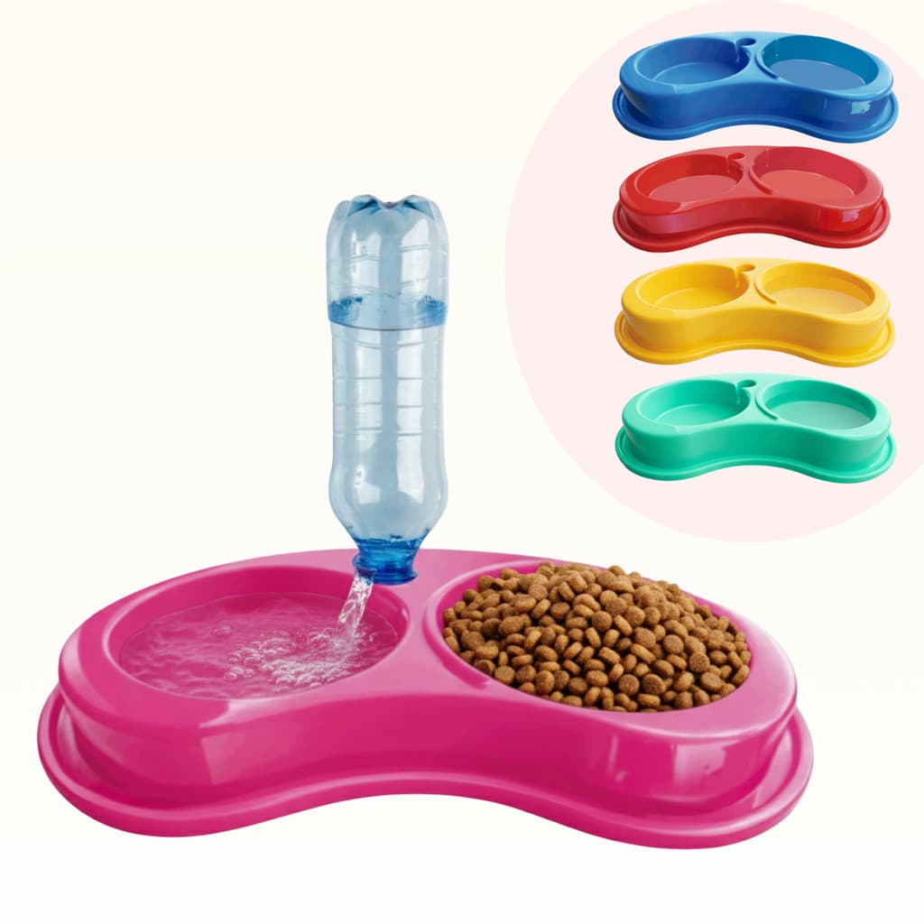 Bebedouro Automático Comedouro Duplo Anti Formiga Suporte Garrafa Pet Ração E Água Cães E Gatos
