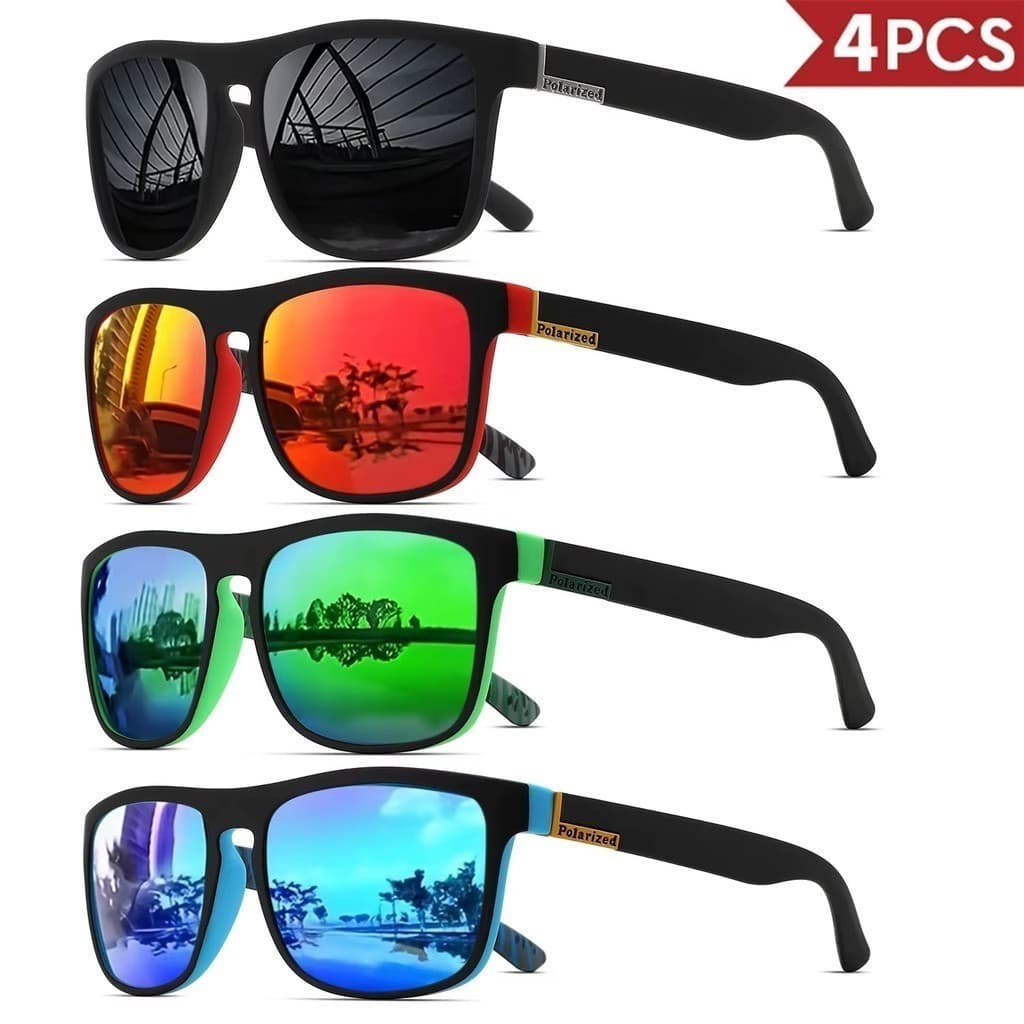 ACABAMENT DE PRIMEIRA LINHA Óculos de sol esportivos polarizados quadrados clássicos masculinos, armação leve de pc uv4