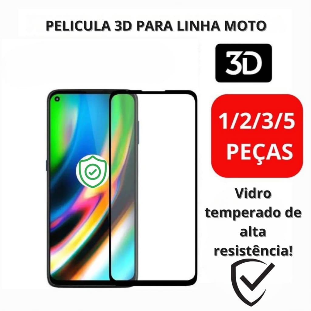Kit Película De Vidro Temperado Tela 3D Linha Moto Android Alta Qualidade Protetiva