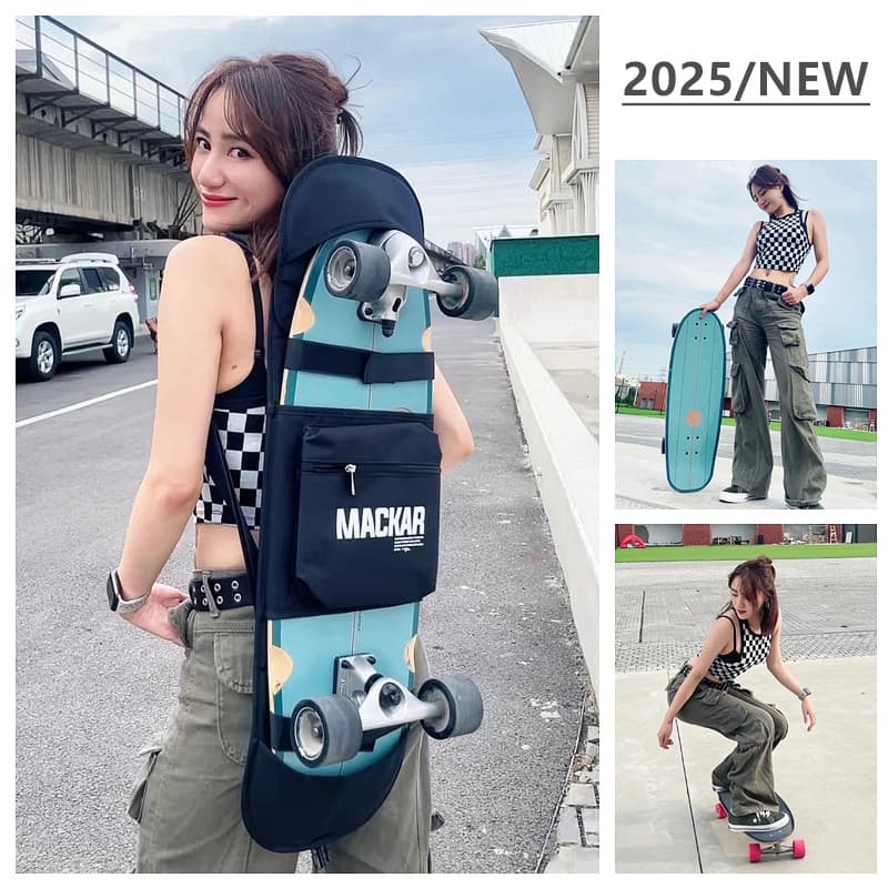 MACKAR Bolsa de skate profissional Road Rush Board Double Rocker Land Surf Board Mochila de skate elétrico Land Rush Boa