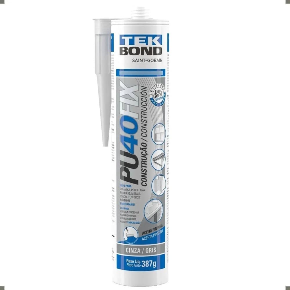 Cola PU 40 Selante 280Ml Revestimento 3D 387G Cinza Tekbond