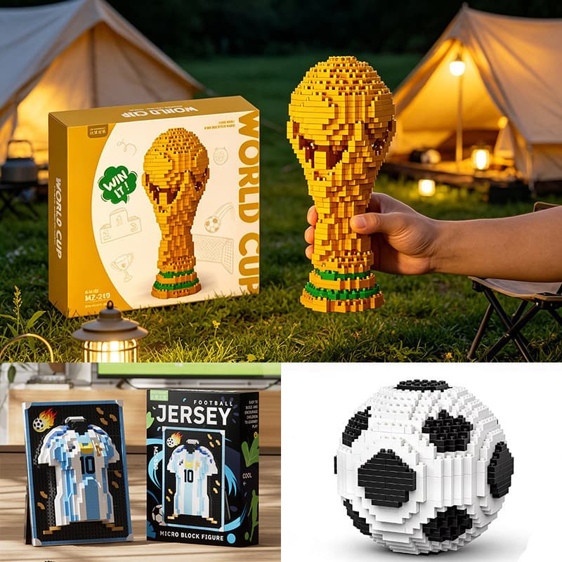 Conjunto De Blocos De Construção De Futebol , Brinquedo Educacional Montado DIY Da Copa Do Mundo , Presente Criativo De