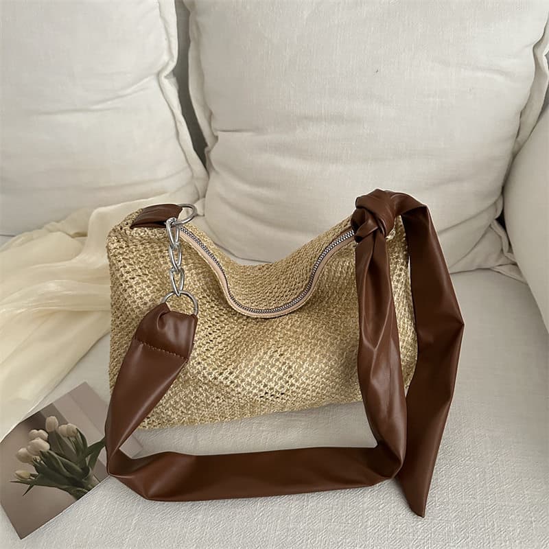 Bolsa bolsa femenina Verão ins novo estilo nicho High-End axilas saco simples saco de palha grande capacidade Cross-corp