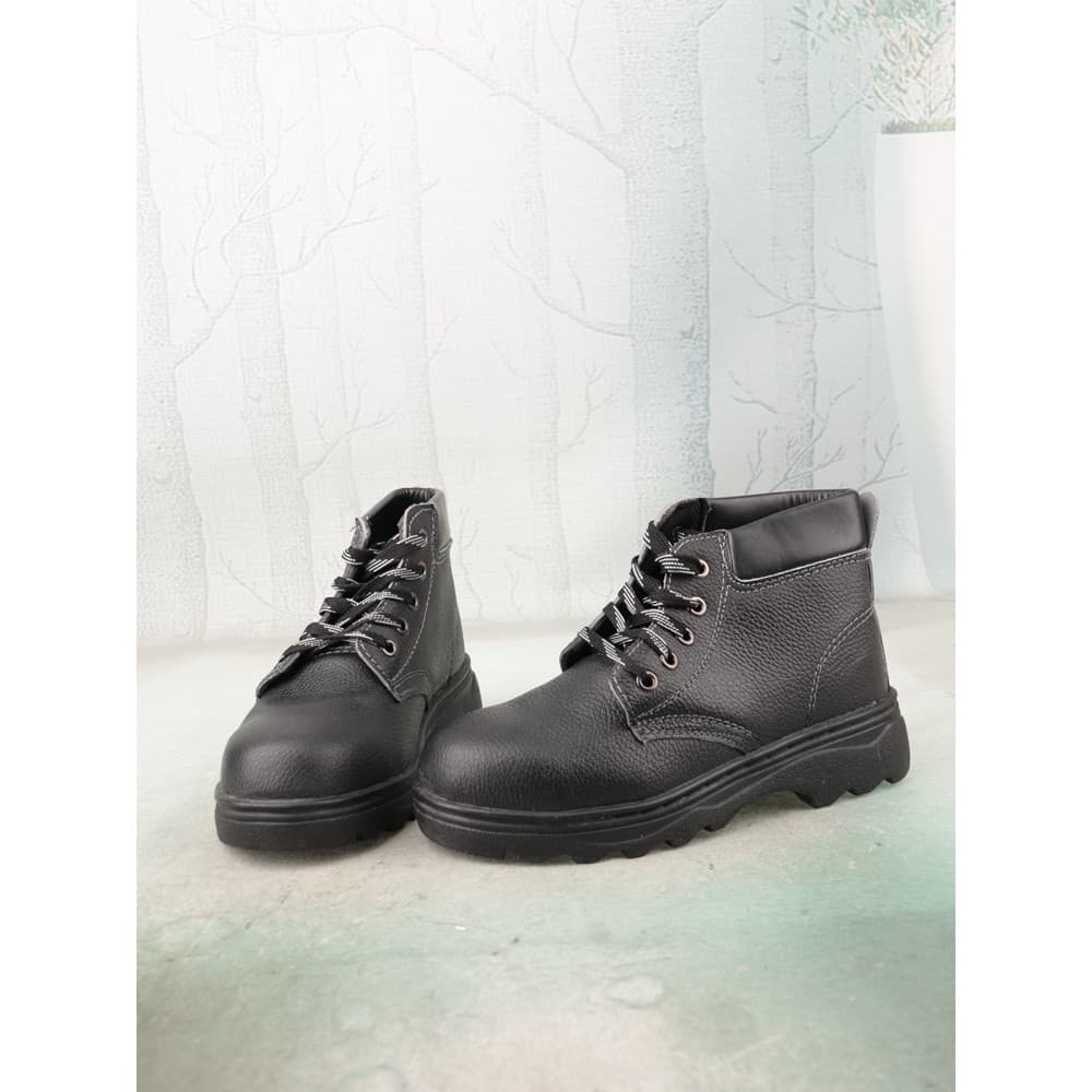 Preto rendas costura resistente ao desgaste trabalho ao ar livre sapatos masculinos de aço Toe sapatos casuais botas de