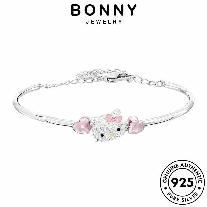 BONNY JEWELRY Pulseira De Cristal De Gato Mulher Diamante A Prata Original 925 Rosa B137