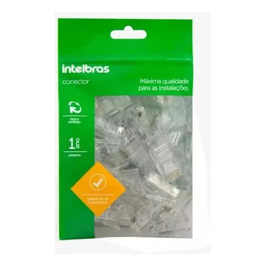 Kit 50 Conector Rj45 Rede Cat5e Utp Conex 1000 Intelbras