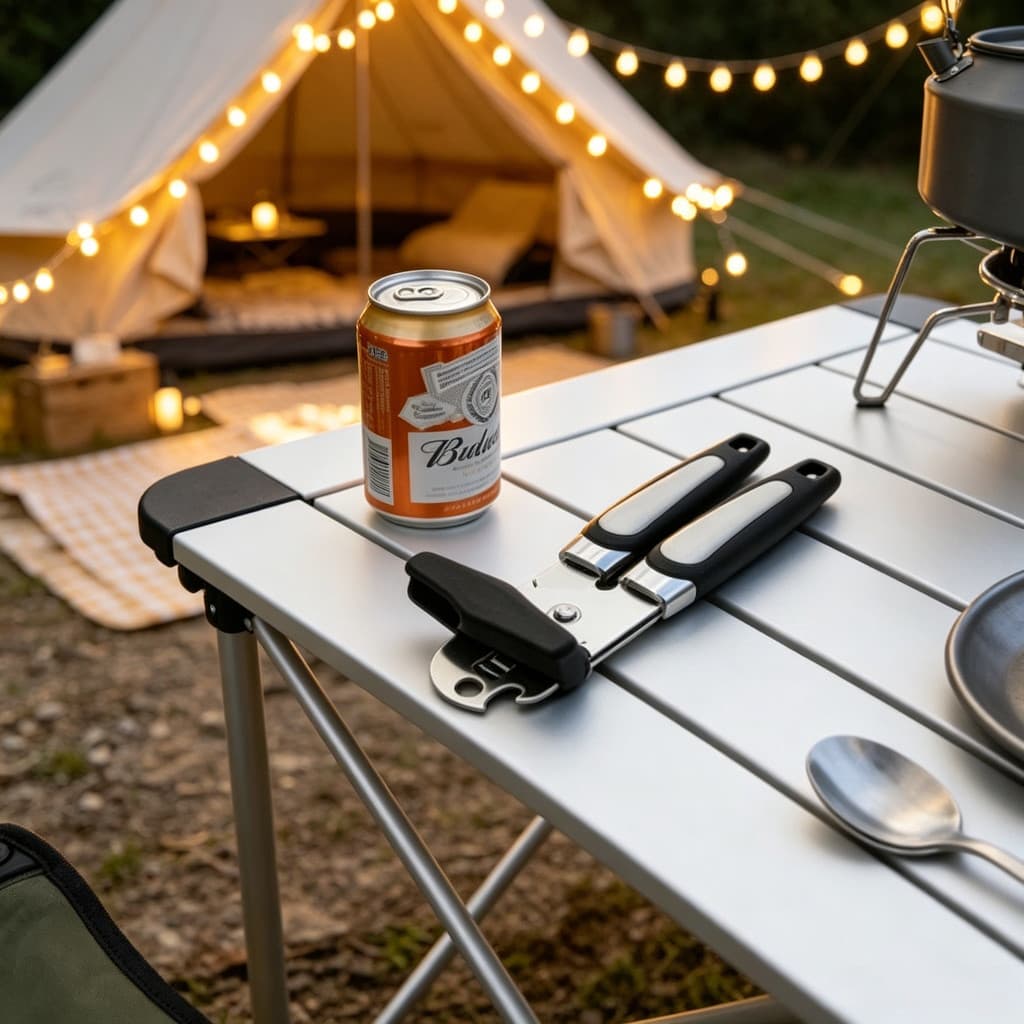 Abridor de Latas e Garrafas Profissional em Aço Inox Resistente - Ideal para Cozinha, Camping e Uso Doméstico
