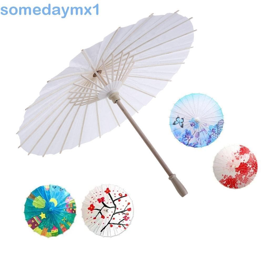 SOMEDAYMX1 Guarda-Chuva De Papel Oriental Clássico Alça Longa Casamento Aniversário Artesanal Vintage Fotografia Adereço
