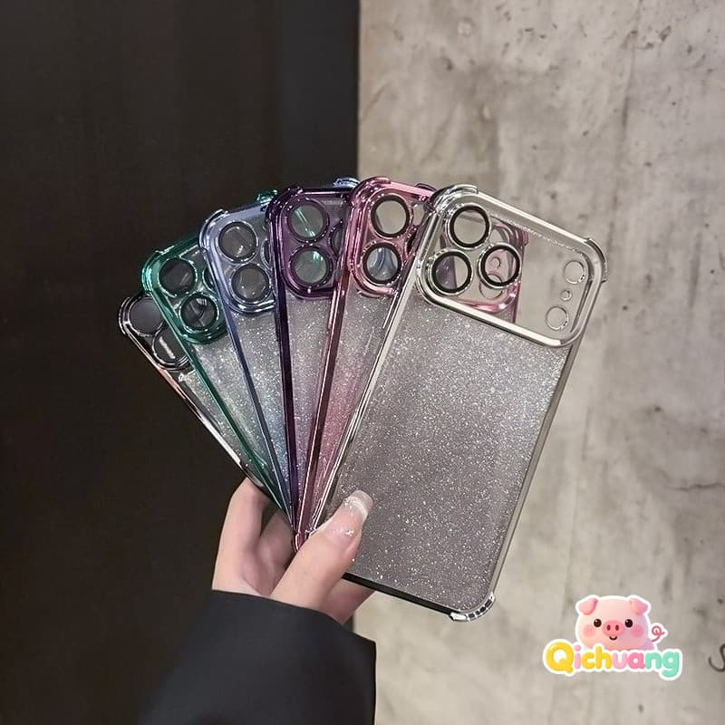 Capa De Telefone Transparente Com Glitter Para Realme C75 C71 C67 C65 C63 C61 C60 C55 C53 C35 C33 C33S C31 C30 C30S 4G 5