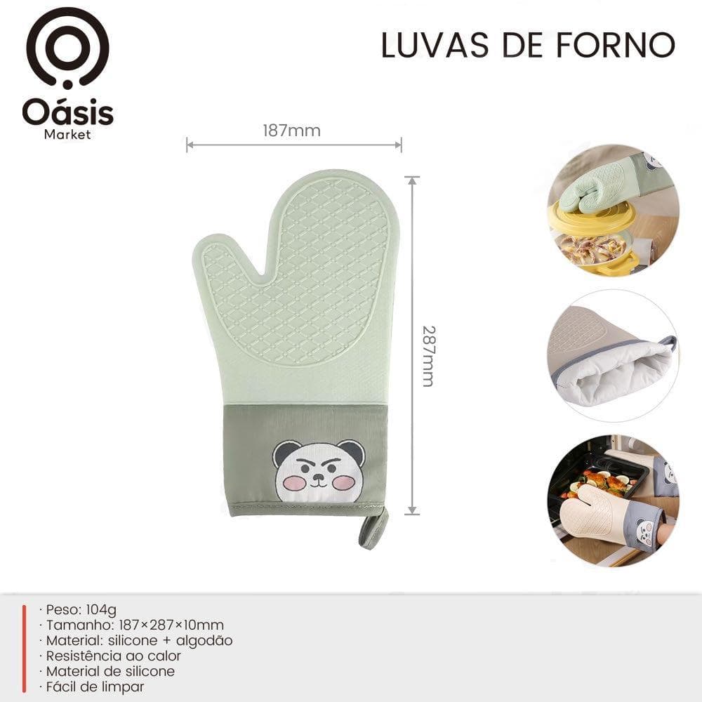 Luvas De Forno Isoladas Anti-Queimadura Silicone Espessado Cozinha Assar Forno