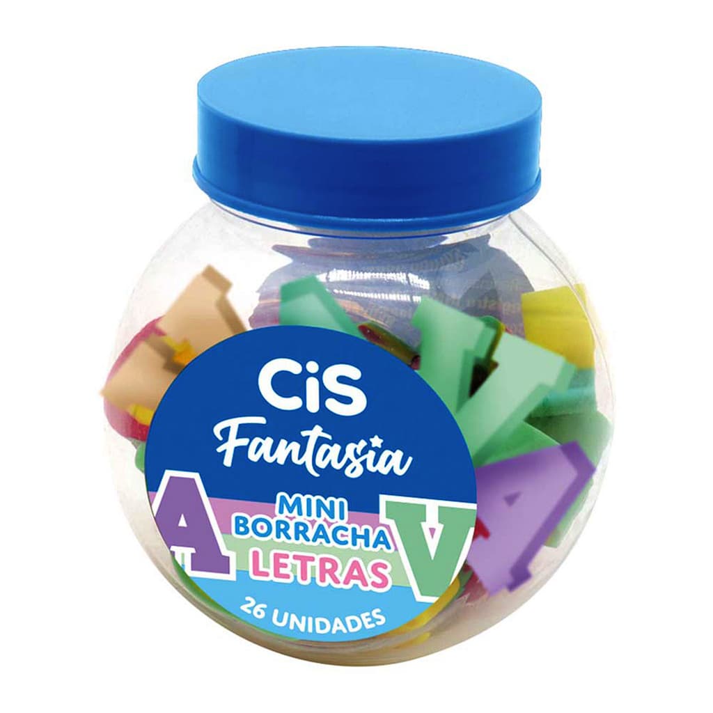 Borracha Cis Fantasia Letras Mini Pote C/26 Letrinhas Fofas
