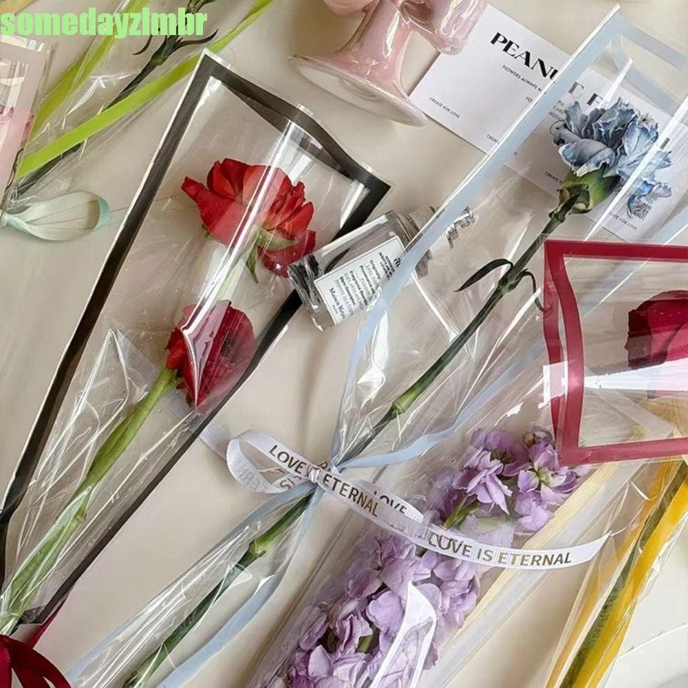 SOMEDAYZL0M 50 Pcs Saco De Embalagem De Flores , Papel De Embrulho De Plástico À Prova D'água , Suprimentos De Pacote