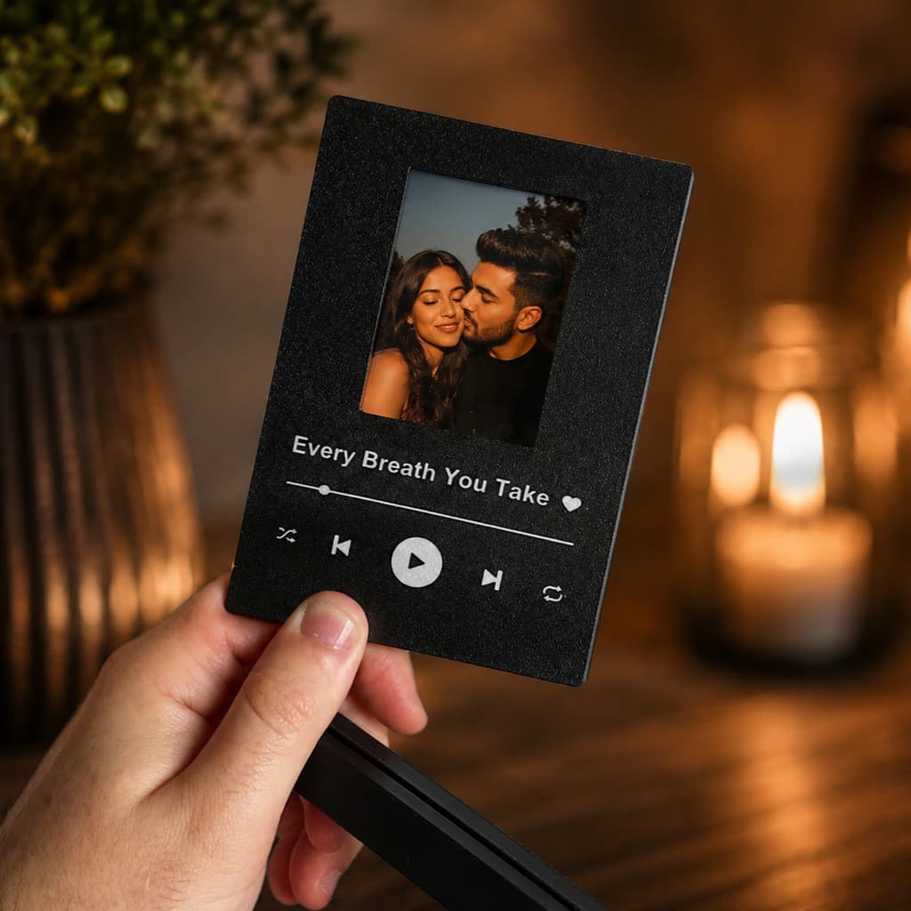 Porta Foto Musical Personalizado Com Base Decorativa Presente Romântico Criativo Para Casal e Namorados