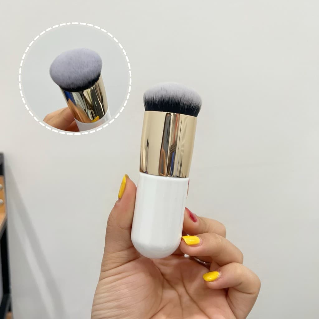 Baijia Pincel de base com cabeça de cogumelo do mesmo estilo, sem marcas de pincel, sem pó, Blush, portátil
