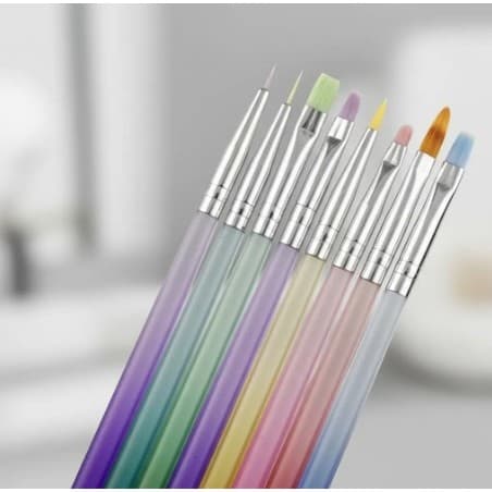 Kit 8 Pincéis Para Decoração De Unhas Nail Art Hello Mini