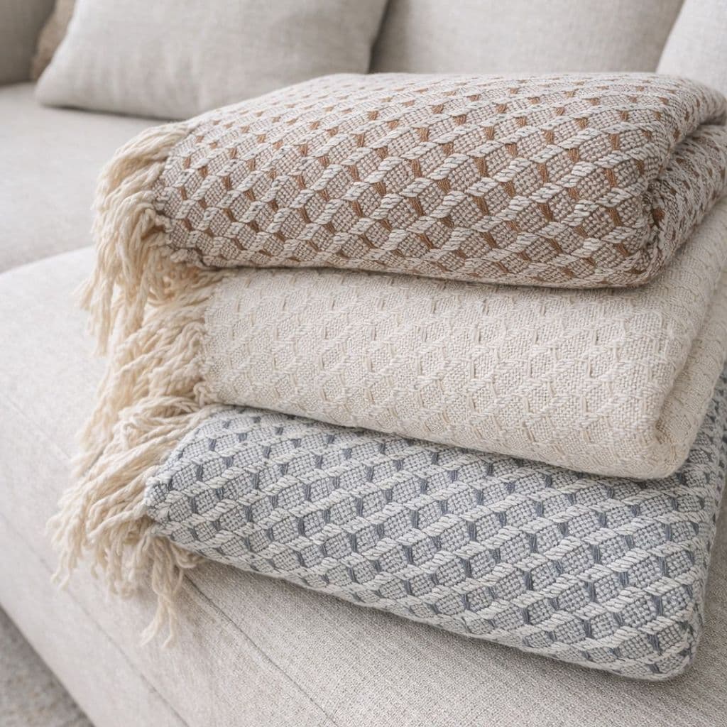 Manta 100% algodão Colméia 2,30M X 2,40M – Ideal para Sofá, Cama Casal, Quarto Acolhedor e Sala Moderna