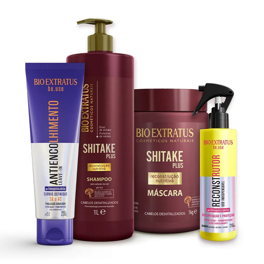 Kit Bio Extratus Shitake + Antiencolhimento e Reconstrutor be.use 1L/Kg
